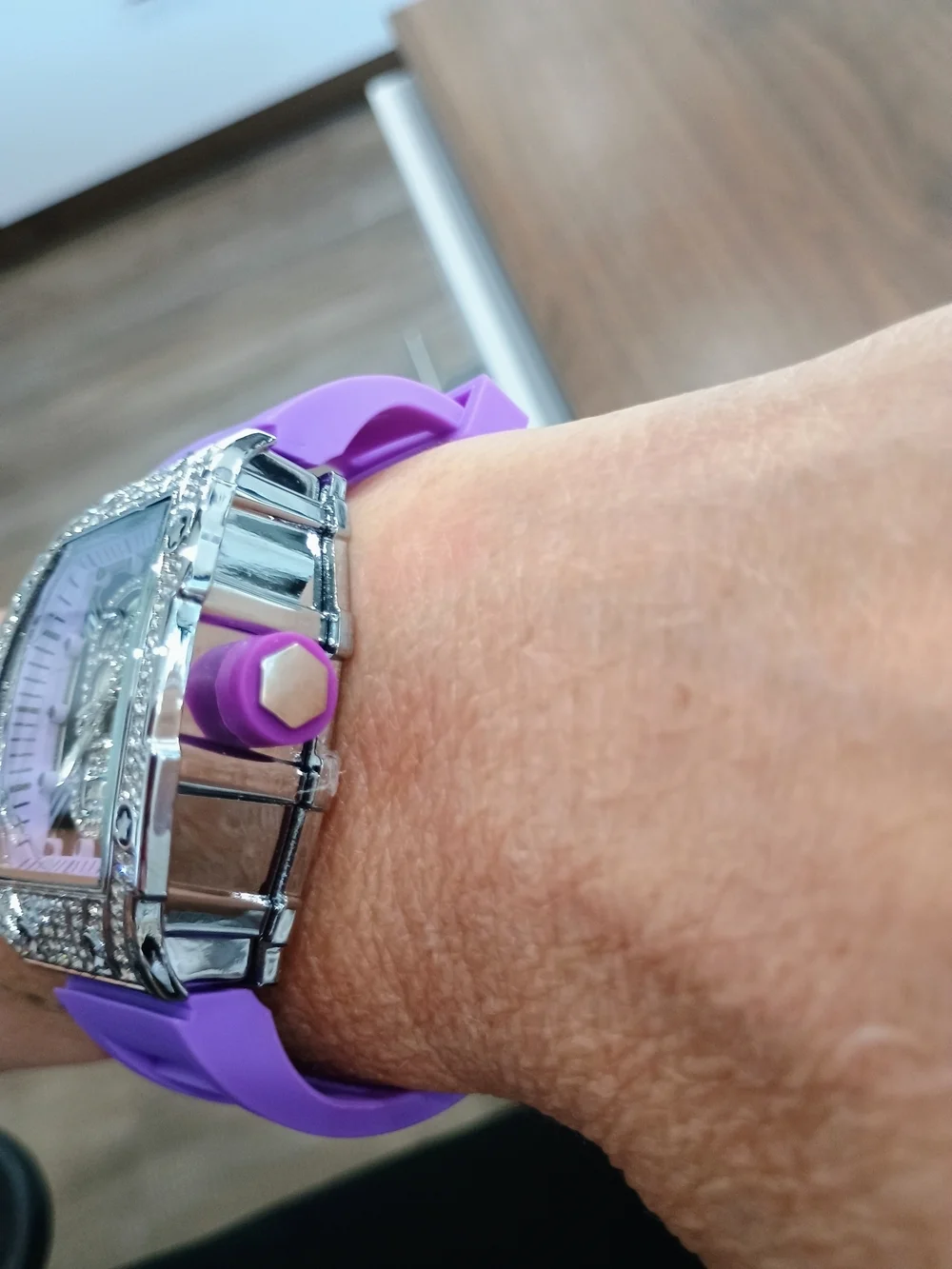 Purple Skull Dial Crystal Accent Women's Watch